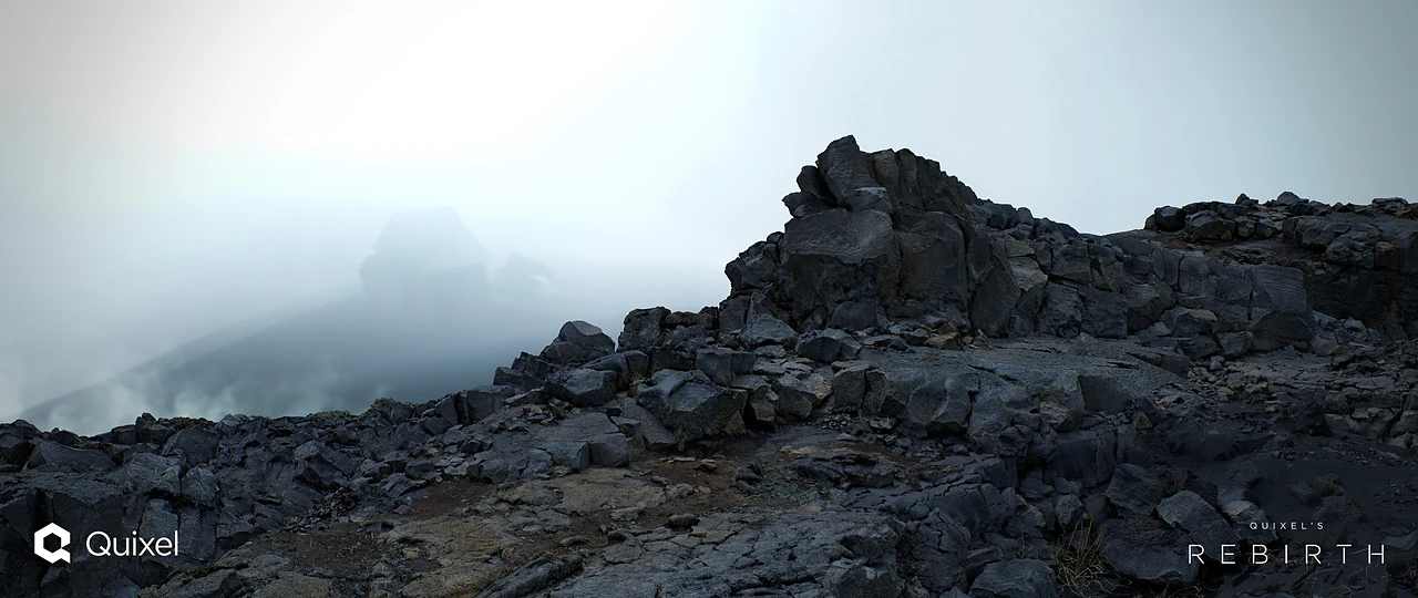 Rebirth: fog rolling over a ridge of black Icelandic lava rock