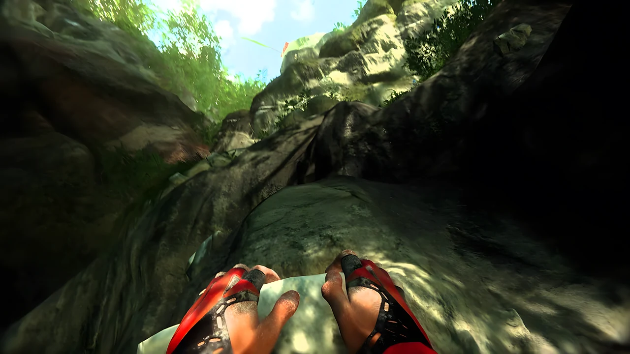 The Climb: a climber's gloved hands gripping a sunlit rock face, looking up the cliff
